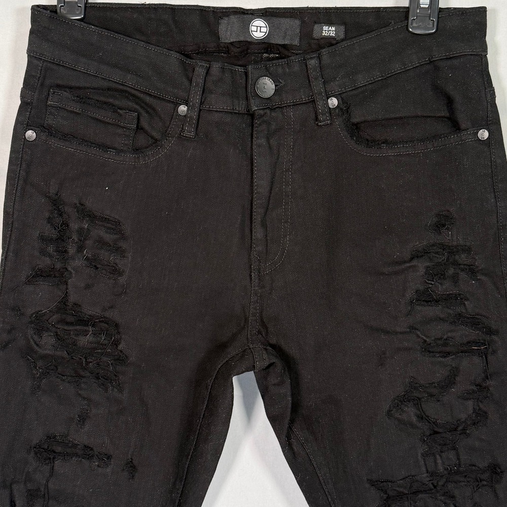 Jordan Craig Sean Black Distressed Slim Fit Jeans JS3601A Mens 32x32 (Fits 34)